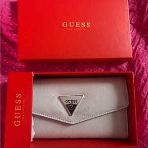 Guess Cream Women's Wallet with Silver Accent